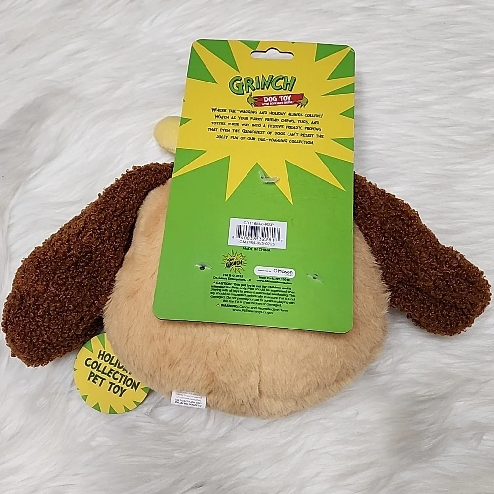 The Grinch Max Dog Plush Toy with Squeaker & Crinkle Sounds - New With Tags
